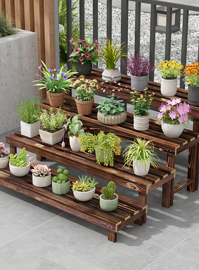 花架置物架阳台客厅落地式实木花架子阶梯式室内户外多肉花盆架子