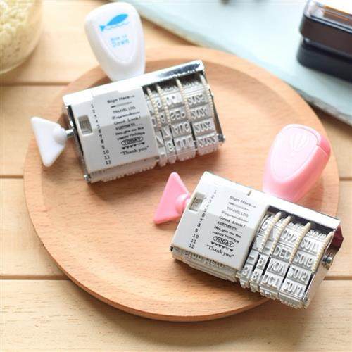 日式韩式文具风格山谷文字+日期印章滚轮旋钮印章手帐日记印章