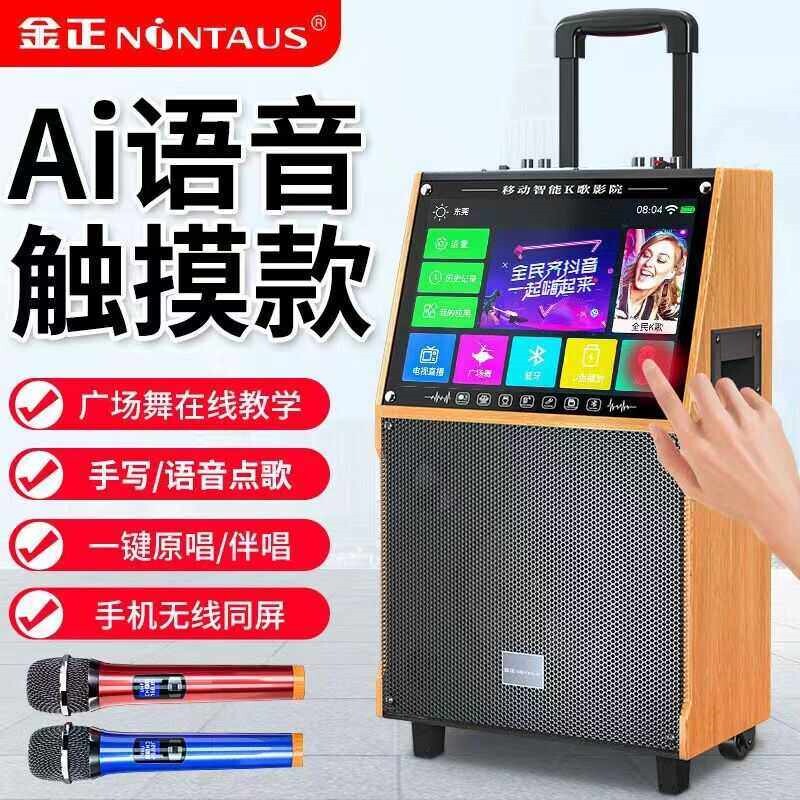 金正广场舞音响户外蓝牙音箱家用带显示屏家庭ktv唱点歌一体机k歌