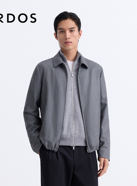 ERDOS 男装羊绒行政夹克25年春新款灰色短款外套商务休闲通勤