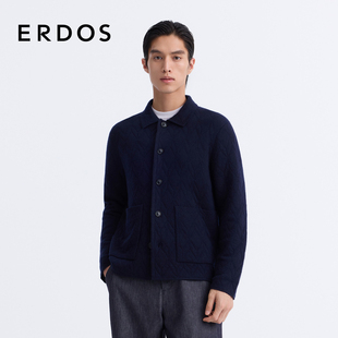 精纺添纱工艺宽松厚款 ERDOS 25年新品 羊绒开衫 绗缝外套 男装