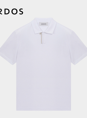 ERDOS 男装丝棉混纺POLO衫夏款白色薄款弹力短袖上衣舒适舒适