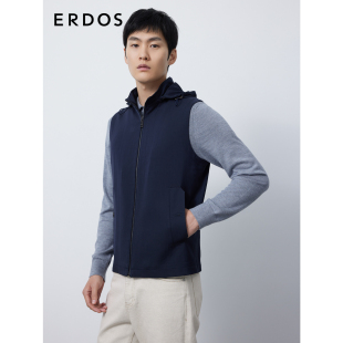 ERDOS 连帽马甲秋冬纯色拉链外套轻运动舒适休闲百搭 男装