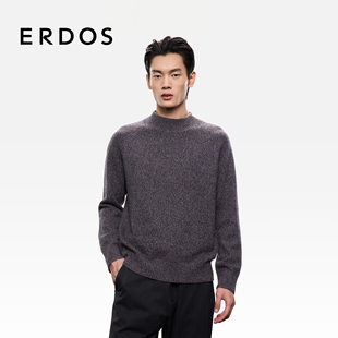 花纱落肩廓形宽松针织套衫 ERDOS 25年秋冬新品 半高领羊绒衫 男装