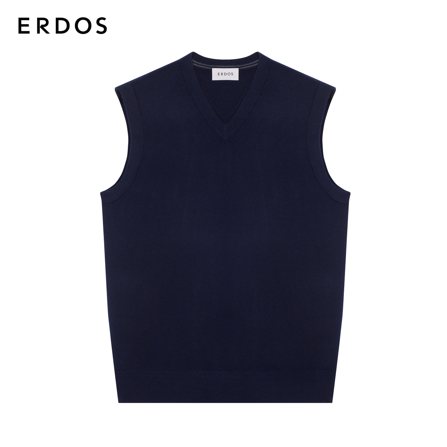 ERDOS 男装羊绒背心早秋精纺V领纯色厚款修身双提马甲
