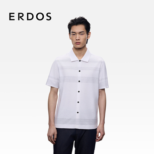 ERDOS 25年早秋棉麻平纹针织轻薄透气男士 短袖 衬衫
