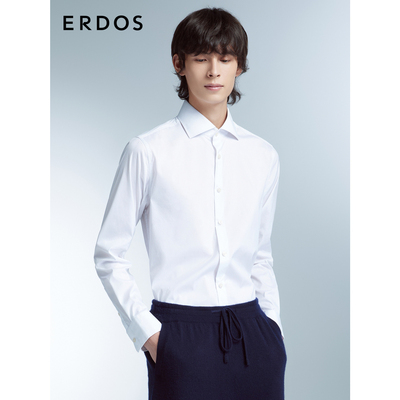 Erdos男装衬衫高棉材质翻领
