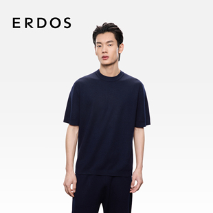 25年秋冬新品 ERDOS 丝绒混纺针织衫 男装 圆领四平空转T恤 精纺