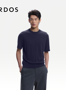 ERDOS 男装纯羊毛针织T恤2026年早春新品圆领短袖商务休闲套衫