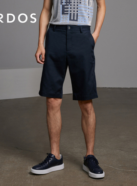 ERDOS 男装棉麻混纺短裤春季款蓝色有弹力直筒五分裤商务休闲