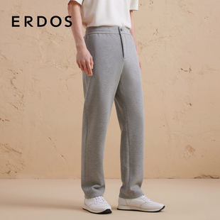 灰色松紧腰内抽绳微锥慢跑裤 秋男装 卫裤 ERDOS