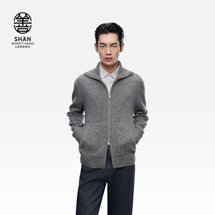 花纱时尚 ERDOS 25年秋冬新品 毛绒混纺翻领针织开衫 保暖外套 男装