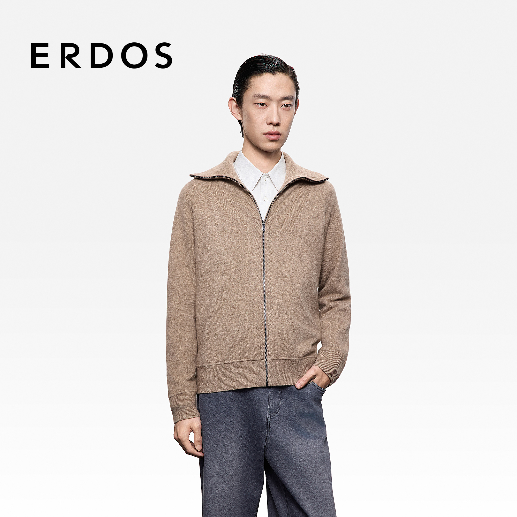 ERDOS 【初绒】高领羊绒开衫25年秋冬新品经典百搭外套