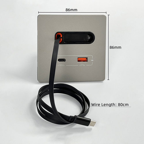 跨境嵌入式酒店客房墙壁插座20WUSB 可伸缩C孔苹果数据线usb
