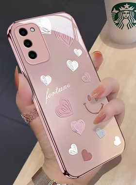 适用OPPOa55手机壳新款渐变爱心a55s摔可爱女网红a56金属漆玻璃a53s高级感全包潮