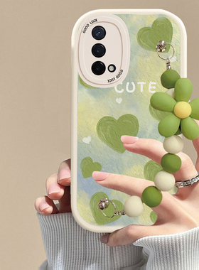 适用oppoa93s手机壳绿色爱心链条oppoa93软硅胶磨砂防摔可爱女网红全包新款潮