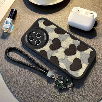 适用苹果16promax手机壳新款iphone15pro油画爱心14硅胶13防摔12可爱女xsmax带挂绳8plus高级感7p创意6s全包