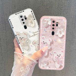 适用OPPOa11手机壳OPPOa11x蝴蝶结小熊金属漆玻璃防摔高级感卡通女网红全包新款潮流