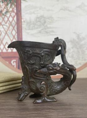 款古式多仿三足酒樽兽头爵唐杯大贞观杯仿酒ISQ古玩杂项收藏璃龙