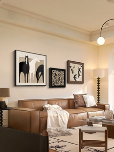 美拉德中古客厅装饰画三联组合法式沙发背景墙挂画覆古马餐厅壁画