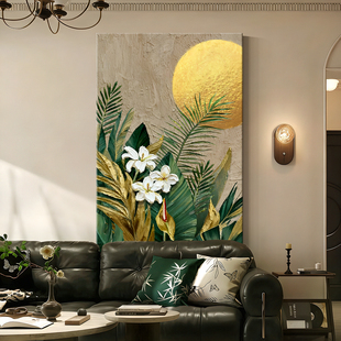 中古风入户正对门玄关装饰画家大业大客厅沙发背景墙挂画高级感