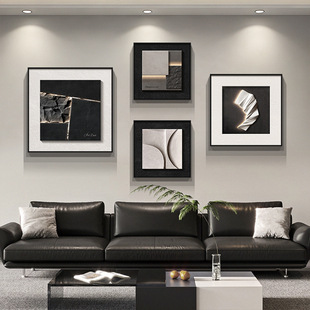 意式轻奢客厅装饰画几何抽象沙发背景墙挂画组合画现代高级感壁画