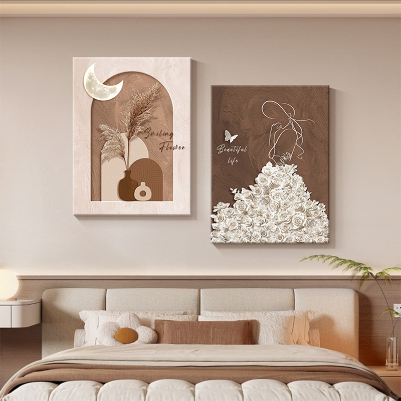 现代高级感卧室装饰画主卧房间床头挂画抽象人物墙面壁画2025新款