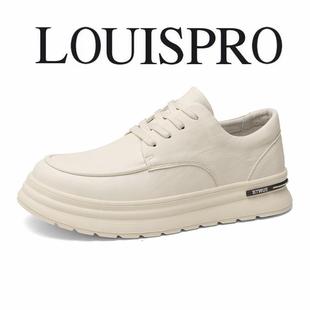 LOUISPRO2025新款 厚底小白鞋 软皮软底商务百搭工作鞋 耐磨休闲皮鞋