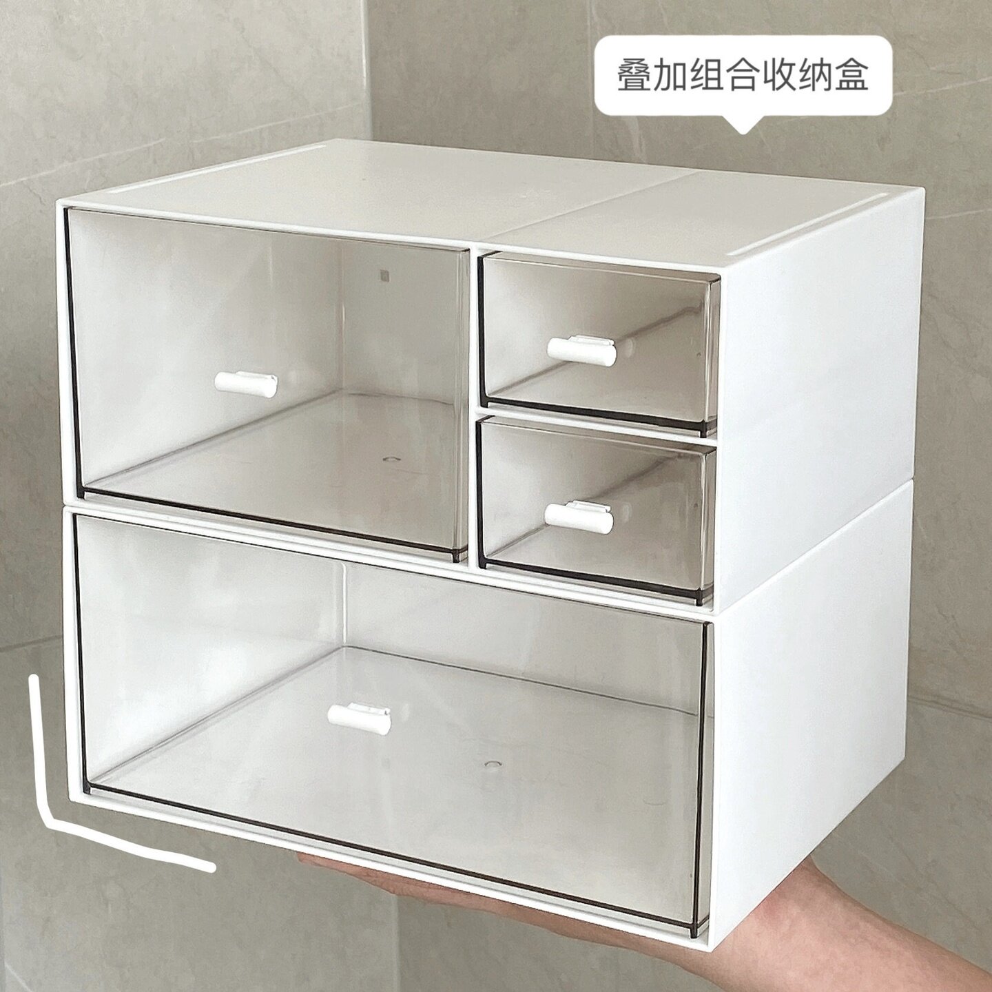 桌面收纳盒抽屉式宿舍化妆品置物架办公书桌收纳柜小杂物整理文具
