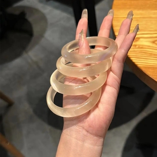 白月光防猫眼石手镯女款精致学生党紫色高级感小众琉璃粉玉镯冷门