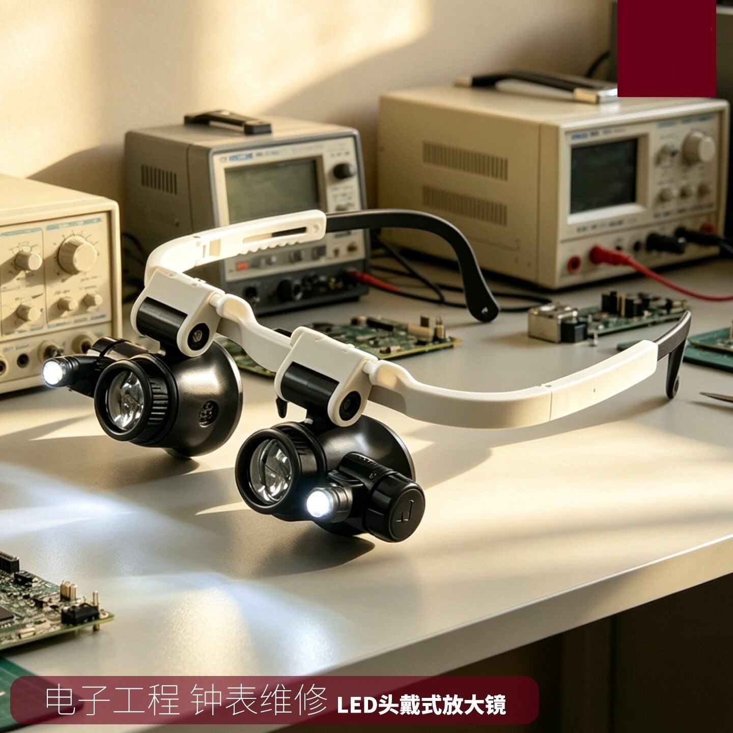 头戴眼镜式20倍放大镜带灯维修用手机手表古董鉴赏线路板检看面料
