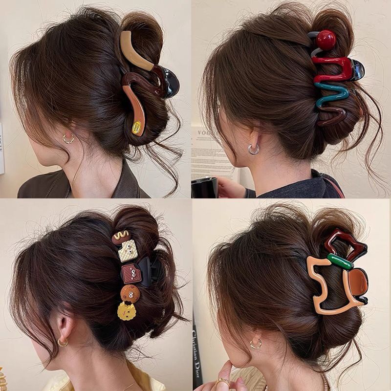 可爱卡通抓夹大号发量多ins韩国高级感后脑勺盘发鲨鱼发夹子发饰