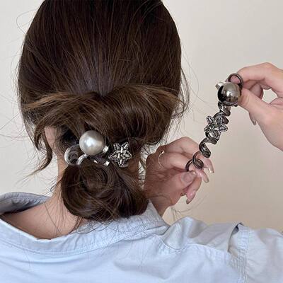 水钻星星珍珠电话线发圈头绳女2025新款高端扎头发皮筋高级感头饰