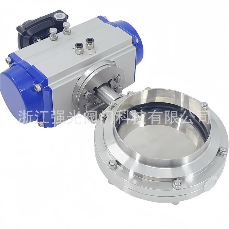 制药日化食品级不锈钢大口径高洁净卡箍法兰卫生型气动快装蝶阀
