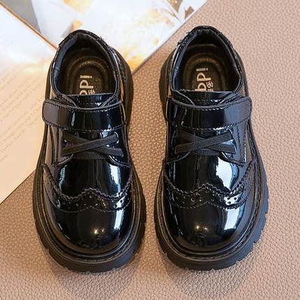 男童皮鞋儿童黑色真皮英伦小学生表演春秋新款中大童男孩加绒软底