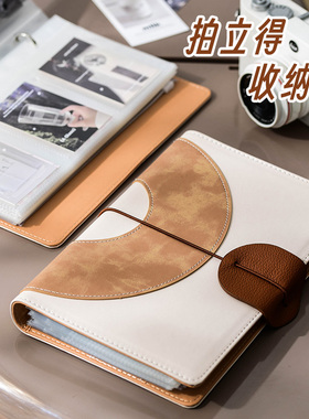 皮质3寸照片拍立得相册卡册三宫格a5活页纪念册收纳本小卡富士相机相纸收纳册透明收藏本mini11大容量收集册