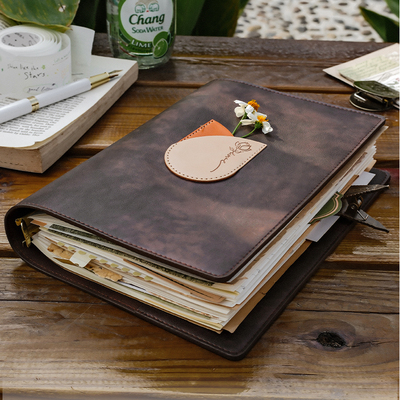 复古质感A5活页手账本高档纸张款