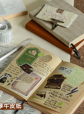 新款仿布纹牛皮纸手账本A5空白内页可定制笔记本本子日记本素描绘画高级感旅行记录办公书写高颜值复古记事本