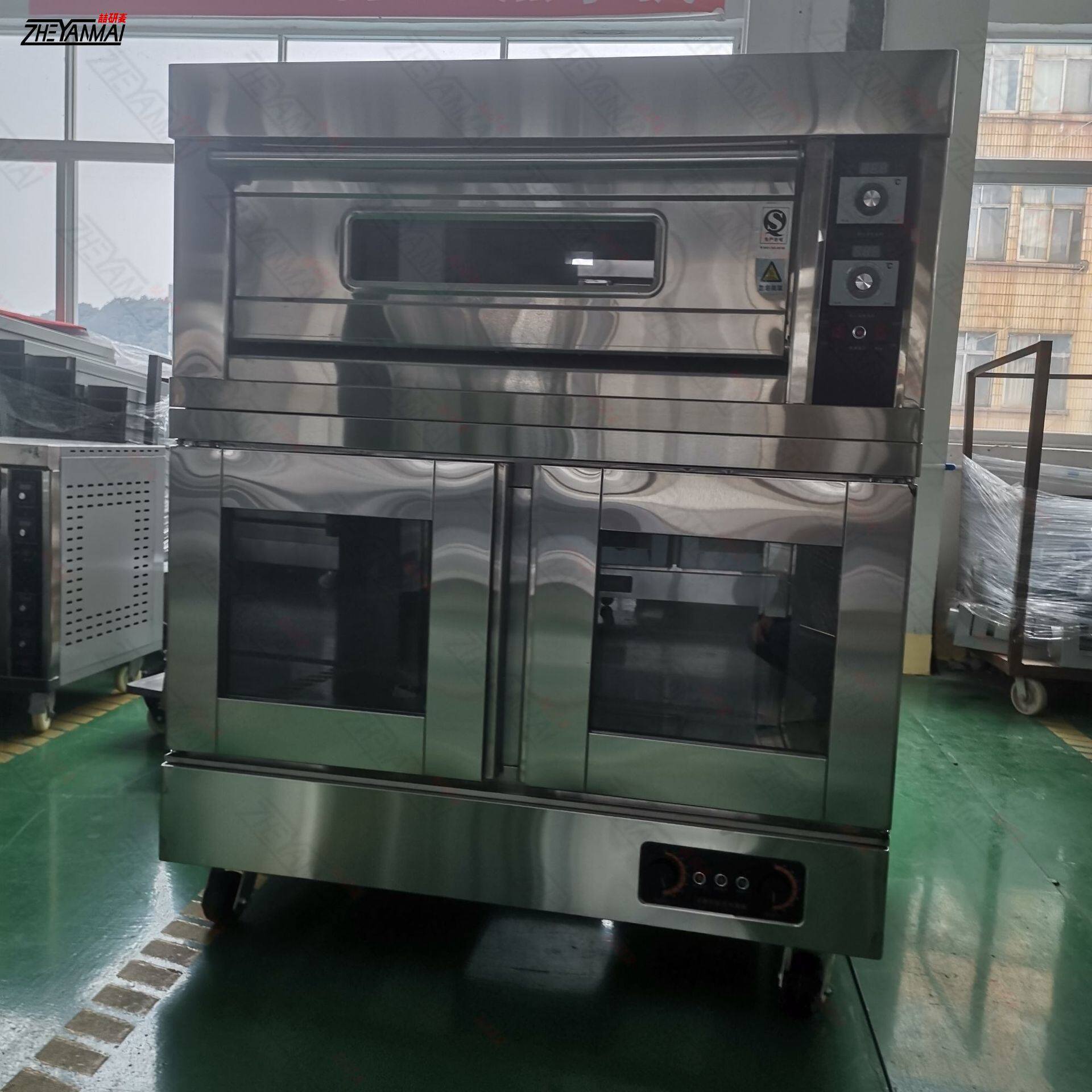 面包房烘焙发酵一体机 2层4盘电烤箱上烤下醒发 石板披萨炉