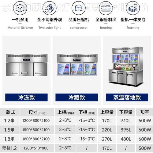 447挂吊墙式冰箱冷藏保鲜工作台展示柜商壁用挂冷冻柜悬挂冰式柜