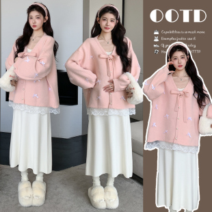 时尚 小个子连衣裙春秋款 秋季 秋装 两件套洋气时髦2025新款 孕妇套装