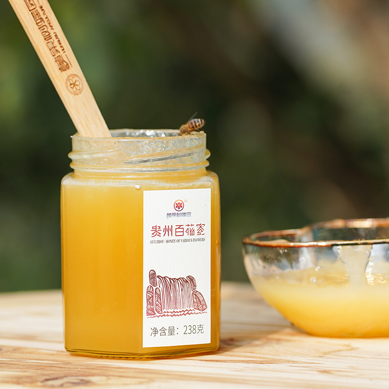 贵州黄果树蜂园自然成熟土蜂蜜一年一取纯正高原百花蜂蜜便携238g