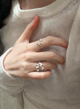 银色蝴蝶戒指女冷淡风小众设计