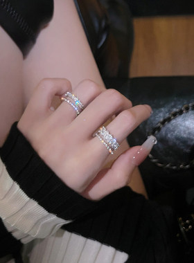 冷淡风双层仿锆石戒指女小众设计