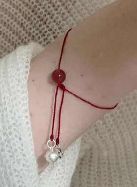 铃铛钱币红色编绳手链女款新中式