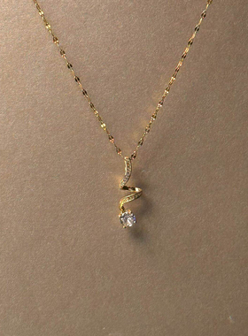 中古vintage不规则闪钻波浪项链