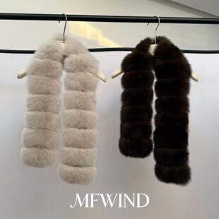 复古千金感！菜花同款分段式狐狸毛毛绒围巾护颈冬季保暖长款围脖