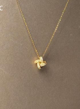 金色几何交叉项链女款超闪韩系