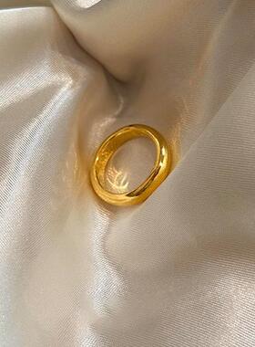 金色亮面泥鳅背素圈戒指女士小众