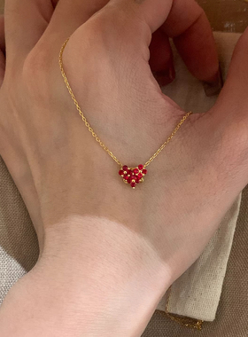 极细mini红色爱心项链女款高级感